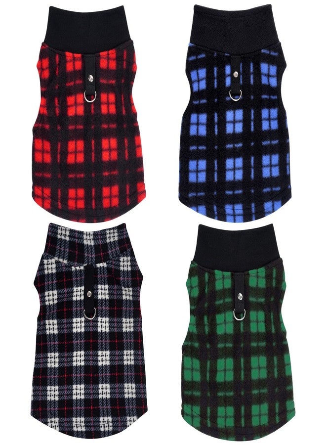 آربينشيا كنزات شتوية للكلاب من Rbenxia بنقشة مربعات الجاموس مع حلقة ربط، سترة من الصوف الناعم، سترة دافئة، ملابس للحيوانات الأليفة، ملابس شتوية للجراء والقطط الصغيرة (صغير) - Image 2